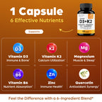 Sandhu's Vitamin D3 K2 Magnesium 10000 IU, 120mcg K2 Capsules 120 Count (Pack of 3) | with VIT B6, Zinc & Quercetin | D3K2 Supports Superior Absorption, Energy, Immune, Muscle Health for Men & Women