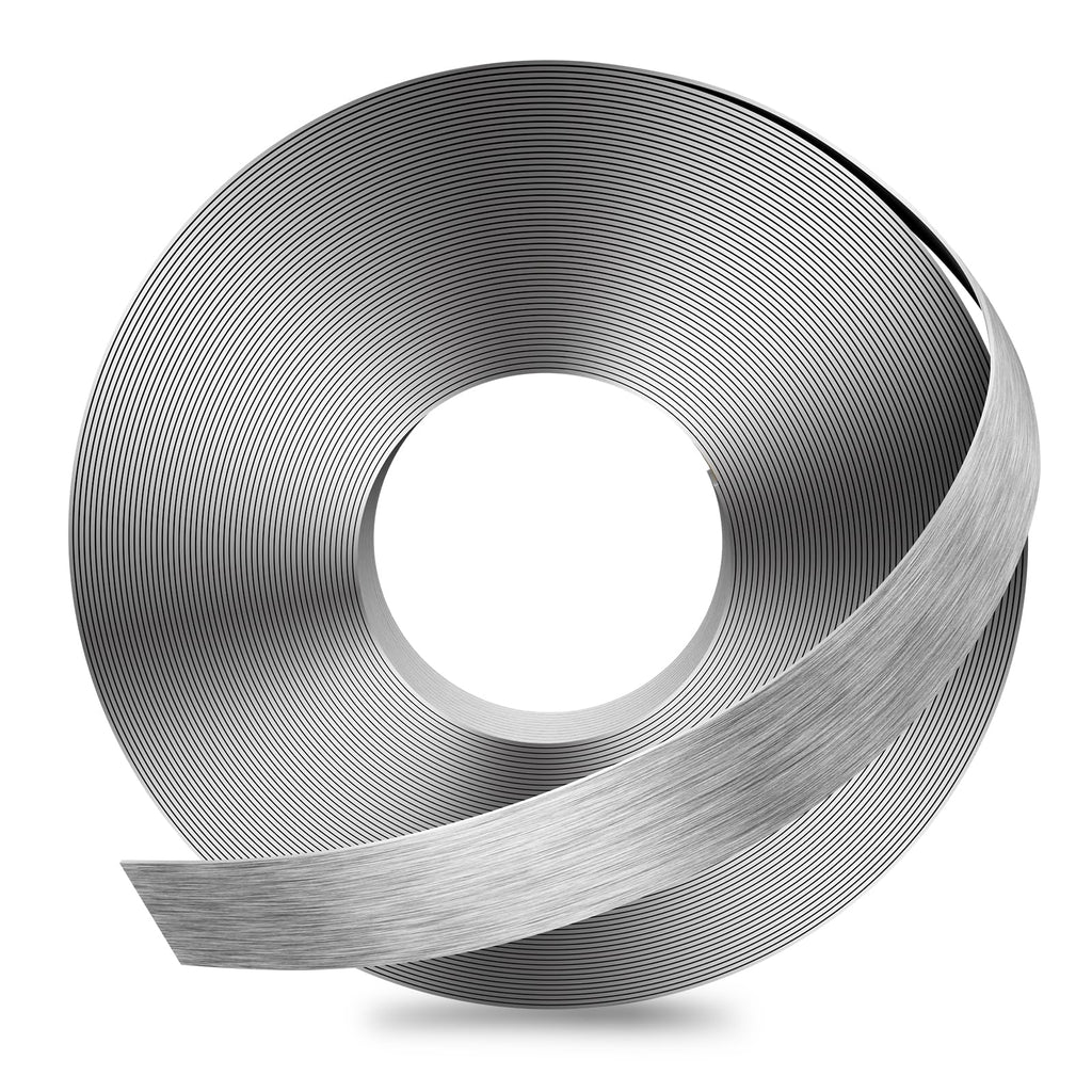 GSCIT Club Grey Silver Edge Banding, 3/4 Inch x 100ft Aluminum Brushed Edge Banding PVC Edge Trim for Cabinet Repair Furniture