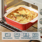DOWAN 8x8 Baking dish, Square Baking Pan, Ceramic Casserole Dishes for Oven, Cake Pan with Handle, for Brownie, Lasagna, Casserole, 2 Quart, Home Gift, Wedding Gift, Red