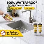 LISRUX Advanced White Silicone Caulk for Kitchen & Bathroom - 6 Pack (3.2 Fl Oz Each) | 100% Waterproof Silicone Sealant | Super Strong Adhesion, Shrink & Crack Proof