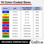 CanDo Inflatable Exercise Ball - Blue 41.3", Durable Extra Thick Non-Slip Stability Ball for Core Workouts, Yoga, Pilates, Active Seating, Physical Therapy, Pregnancy, Home Gym, Flexibility