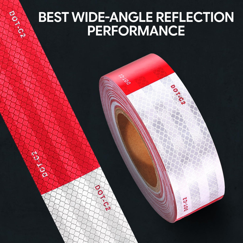 UIOCSSC DOT-C2 Reflective Tape 2 Inch x 160 Feet Red White Conspicuity Safety Reflective Tape Outdoor Waterproof for Vehicles Trailers Boats Signs