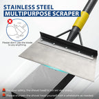 Floor Scraper Long Handle Heavy Duty, 60" Multifunctional Cleaning Shovel, Ice Scraper Stainless Steel Garden Tools Weed Scraper for Cleaning,Weeding,Scraping,Ice Remove,Landscaping,Yard