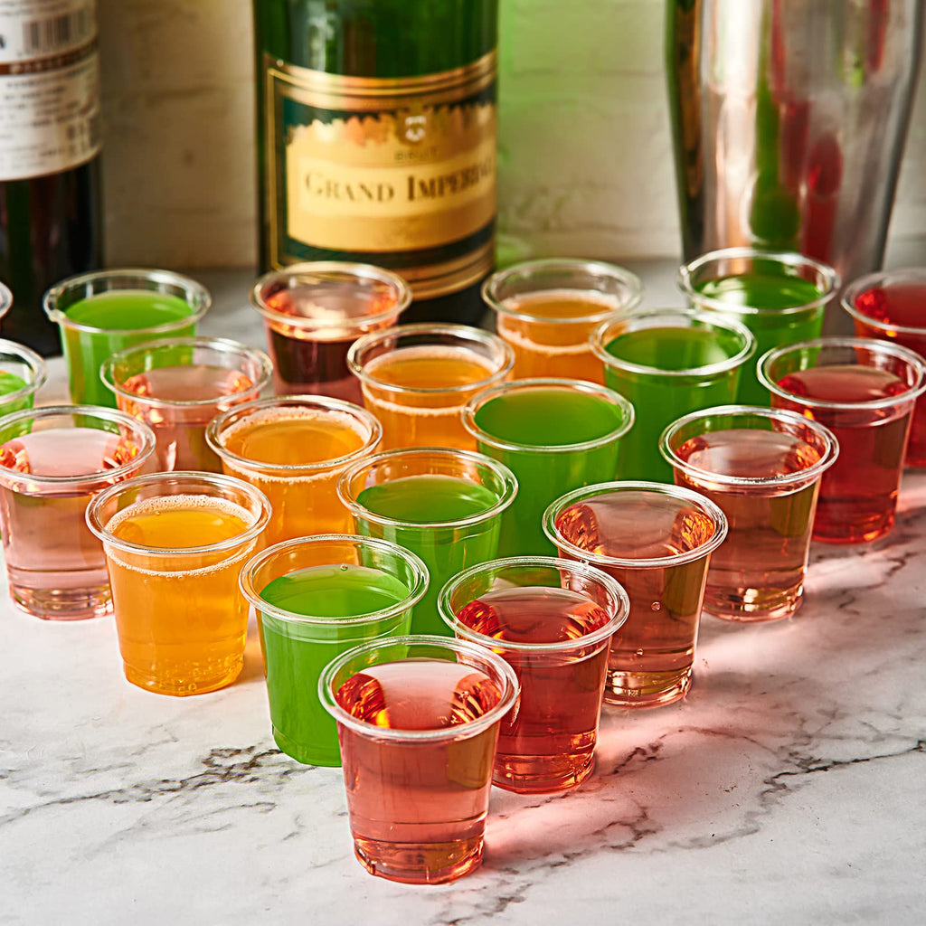 Lilymicky 500 PACK 1 oz Plastic Shot Glasses, 1 Ounce Clear Disposable Party Cups for Vodka, Whiskey, Tequila, Mini Plastic Containers for Sauce, and Sample Tasting