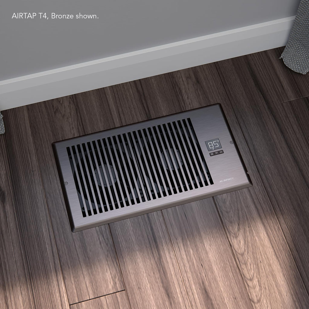 AC Infinity AIRTAP T6, Quiet Register Booster Fan with Thermostat 10-Speed Control, Heating Cooling AC Vent, Fits 6” x 12” Register Holes