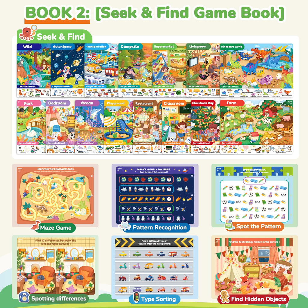 JoyCat Preschool Learning Activities Set (2-Pack) – Seek & Find Game Books and Letters Numbers Handwriting Practice Tracing Workbooks for Toddlers & Kids, Birthday Gifts for Girls and Boys Ages 3-5