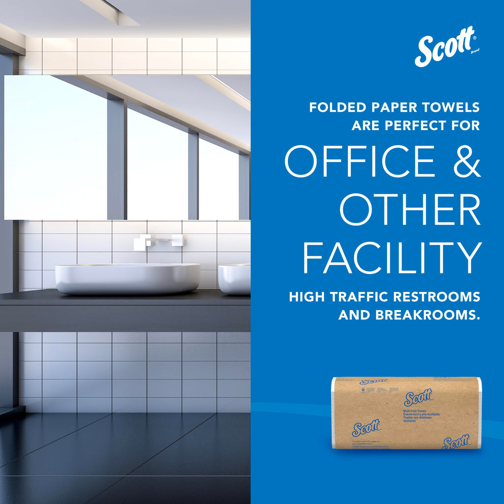 Scott® Professional Universal Multifold Paper Towels, Bulk (03650), Absorbency Pockets, 9.2" x 9.4" sheets, Plus Tier, Compressed, White (250 Sheets/Pack, 12 Packs/Case, 3,000 Sheets/Case)