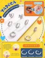 925 Sterling Silver Post Small Hoop Earrings For Girls - Hypoallergenic Huggie Earrings for Women Cute Heart Flowers Butterfly Star Cubic Zirconia Cartilage Earrings For Sensitive Ears Colorful 4Pairs