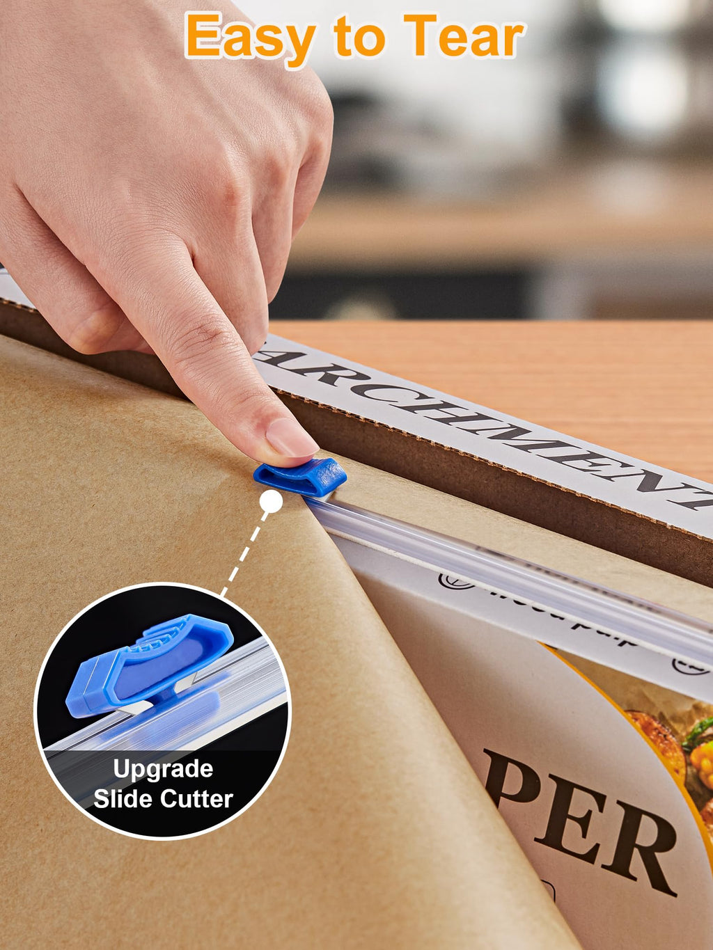 SMARTAKE Parchment Paper Roll for Baking, 2-Pack of 15 in x 242 ft, 600 sq.ft, Non-Stick Baking Paper Sheets with Slide Cutter, Heavy Duty Extra Long, for Kitchen Baking Cooking Grilling, Unbleached