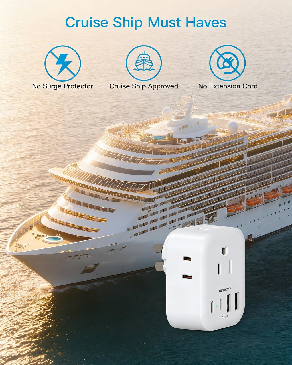 Australia Plug Adapter 2 Pack, HANYCONY New Zealand Power Adapter with 4 Outlets 4 USB (2 USB C), Type I Travel Adapter for US to Australian Argentina AU China Fiji Samoa Tonga Kiribati