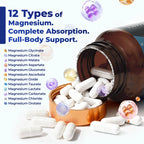 Magnesium Complex 700mg | 12-in-1 High Absorption Supplement | Glycinate, Citrate, Malate, Taurate & More | Sleep Support, Muscle Cramp Relief, Stress, Heart, Bone & Nerve Health | 120 Vegan Capsules