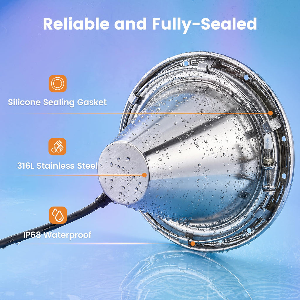 SURAIELEC 10" LED Pool Lights for Inground Pool, 12V AC Waterproof Color-Changing Pool Light with Remote, 300W Equivalent, RGB Colors & Dynamic Effects, Fits Pentair, Hayward, Jandy Niches, 50 Feet