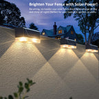 LIANGLOME 2PK Solar Fence Lights Outdoor - 3000/4000/6000K 3 Mode, IP65 Waterproof Fence Lights Solar Powered, Dusk to Dawn Solar Light for Outside, Backyard/Step/Patio/Deck/Stair Railings and Wall