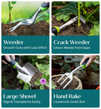 Heavy Duty Gardening Tools - Gardening Gifts for Women, Men, Mom, Dad - Durable, Ergonomic Garden Tools Set (Green)
