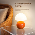 Dawnwake Mushroom Lamp Table Lamp for Bedroom,Desk Bedside Small Lamps for Living Room Night Stands,Mushroom Decor Cute Mini Modern Mid Century Lamps,Unique Aesthetic Home Living Room Decor(Orange)