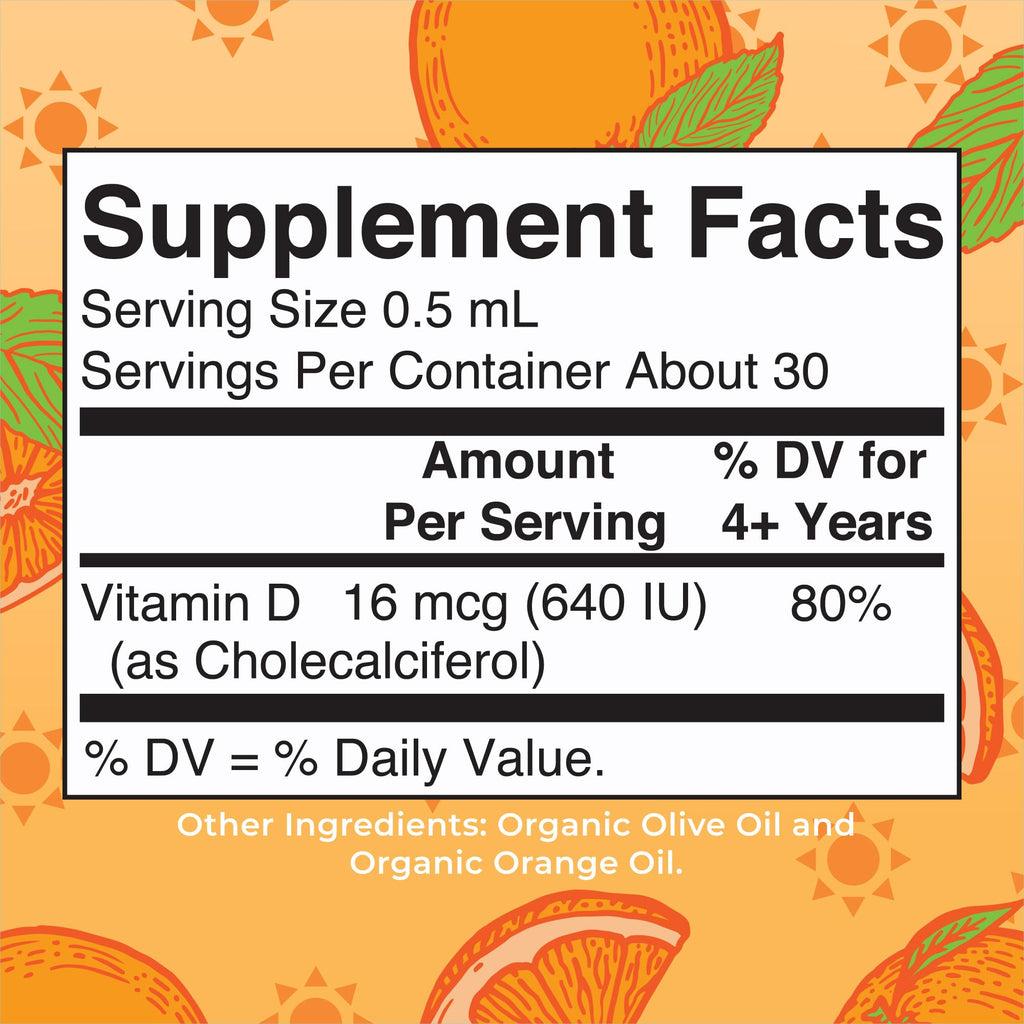 MaryRuth Organics USDA Organic Vitamin D3 Liquid Drops for Kids | 640 IU Vitamin D3 Per Serving | Kids Immune Support & Bone Health Supplement | Formulated for Ages 4-13 | 0.5oz | 30 Servings