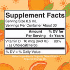 MaryRuth Organics USDA Organic Vitamin D3 Liquid Drops for Kids | 640 IU Vitamin D3 Per Serving | Kids Immune Support & Bone Health Supplement | Formulated for Ages 4-13 | 0.5oz | 30 Servings