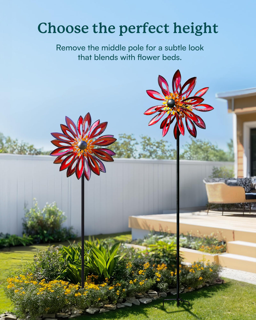 Cyan Oasis Kinetic Wind Spinners Outdoor - 83" H Wind Sculpture for Yard