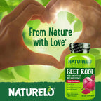 NATURELO Beet Root 90 Capsules – Heart Health & Blood Pressure Support* – 1000mg Beet Root Extract + Whole Food Blend – Non-GMO, Vegan, Gluten-Free