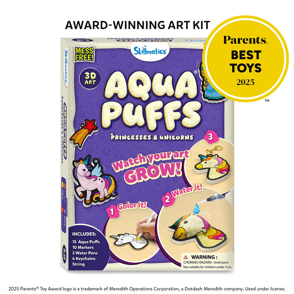 Skillmatics Aqua Puffs Unicorns, Stocking Stuffer for Kids, Paint by Number