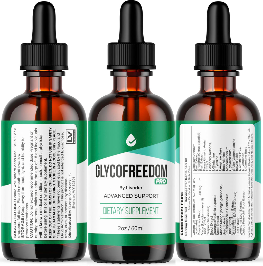 (3 Pack) GlycoFreedom Drops, GlycoFreedom, GlycoFreedom Liquid Drop, Advanced Formula GlcoFreedom, 2oz, 60ml, 3 Months Supply.