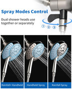 INAVAMZ 2.5GPM Shower Heads with Handheld Spray Combo: 7.2" Rainfall Shower Head & Hand Held Shower Head 2-IN-1 Shower Head with 60" Rotatable Stainless Steel Hose Nickel, Shower Trim Systems