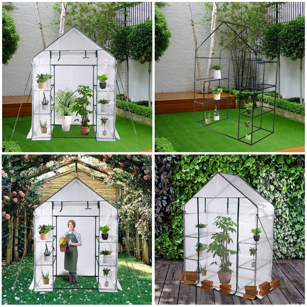 56x30x76 Walk-in Greenhouse for Outdoors, Portable Plant House with Shelves