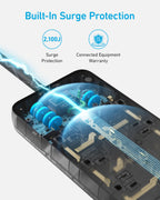 Anker Power Strip with 2100J Surge Protector, Outlet Extender, 20W, 12 AC