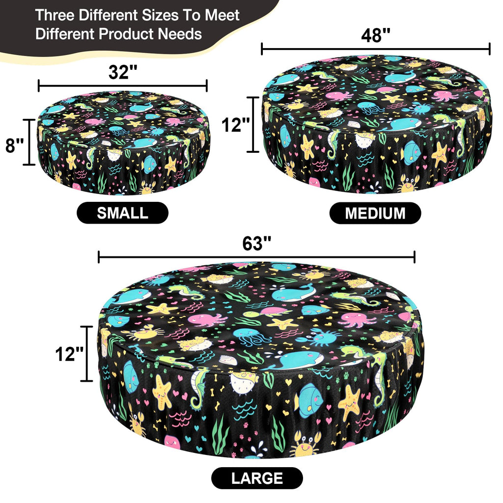 Ladadee Foldable Round Dog Swimming Pool Cover, for 32 "/63“/48” Collapsible Outdoor Tub, PVC Coating Waterproof and UV Protection, Leakproof Washable Kiddie Pet Small Paddling Bath Accessories