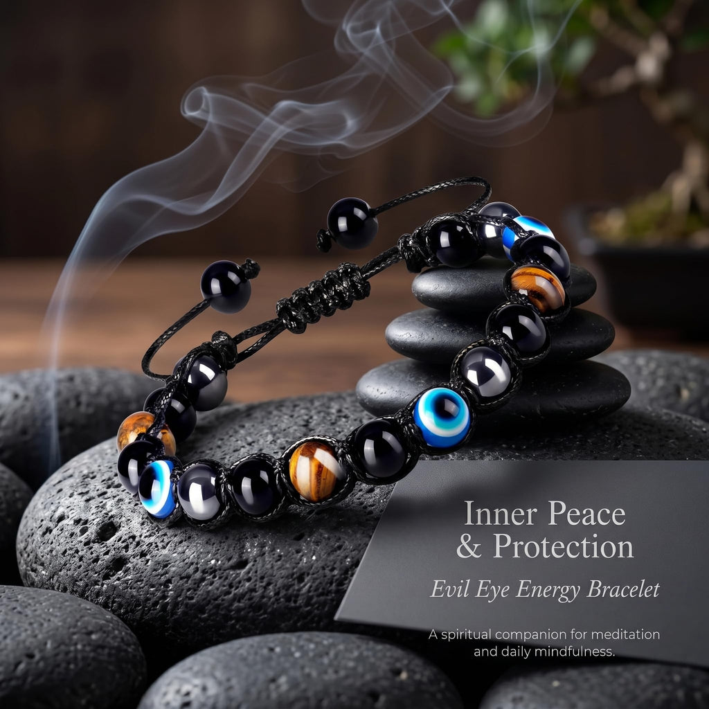 Evil Eye Bracelets for Mens Women,Mens Hematite Bracelets,Tiger Eye Bracelet for Men,Black Tourmaline Bracelet,Mens Beaded Jewelry
