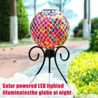 VCUTEKA Solar Gazing Ball, 10" Mosaic Glass Garden Globe Outdoor Decor, Red