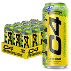 C4 Performance Energy Drink, Zero Sugar, Jolly Rancher Green Apple, 12pk
