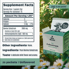 Milk Wealth™ Bovine Colostrum Powder 50g | Freeze-Dried & Natural IgG | Immune & Gut Health Support | Grass-Fed & Unflavored | Non-GMO & Gluten-Free | 25 Single-Serve Packets (2g Each)