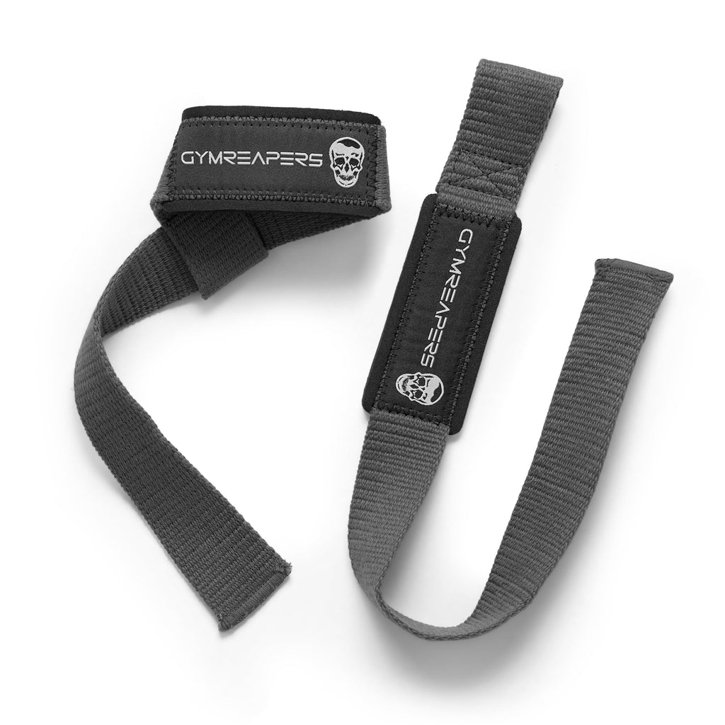 Gymreapers Lifting Wrist Straps for Weightlifting, Bodybuilding, Powerlifting, Strength Training, & Deadlifts - Padded Neoprene with 18 inch Cotton (Gray)