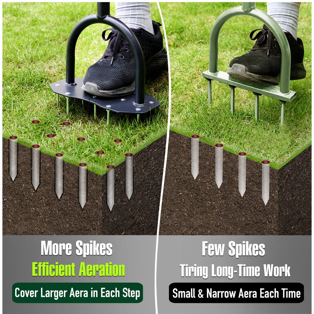 Jardineer Lawn Aerator Tool, Updated 36" Spike Aerator Lawn Tool with Longer Spikes, Pre-Assembled Manual Grass Aerator for Lawn Aeration, Soil Aerating