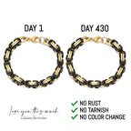 Love You This Much Sentimental Father to Son Gift | Men's 5mm Twist Steel Bracelet | Present for Son from Dad | 8"+1" Extender | Luxury Gift Box & Card (Gold-Black)