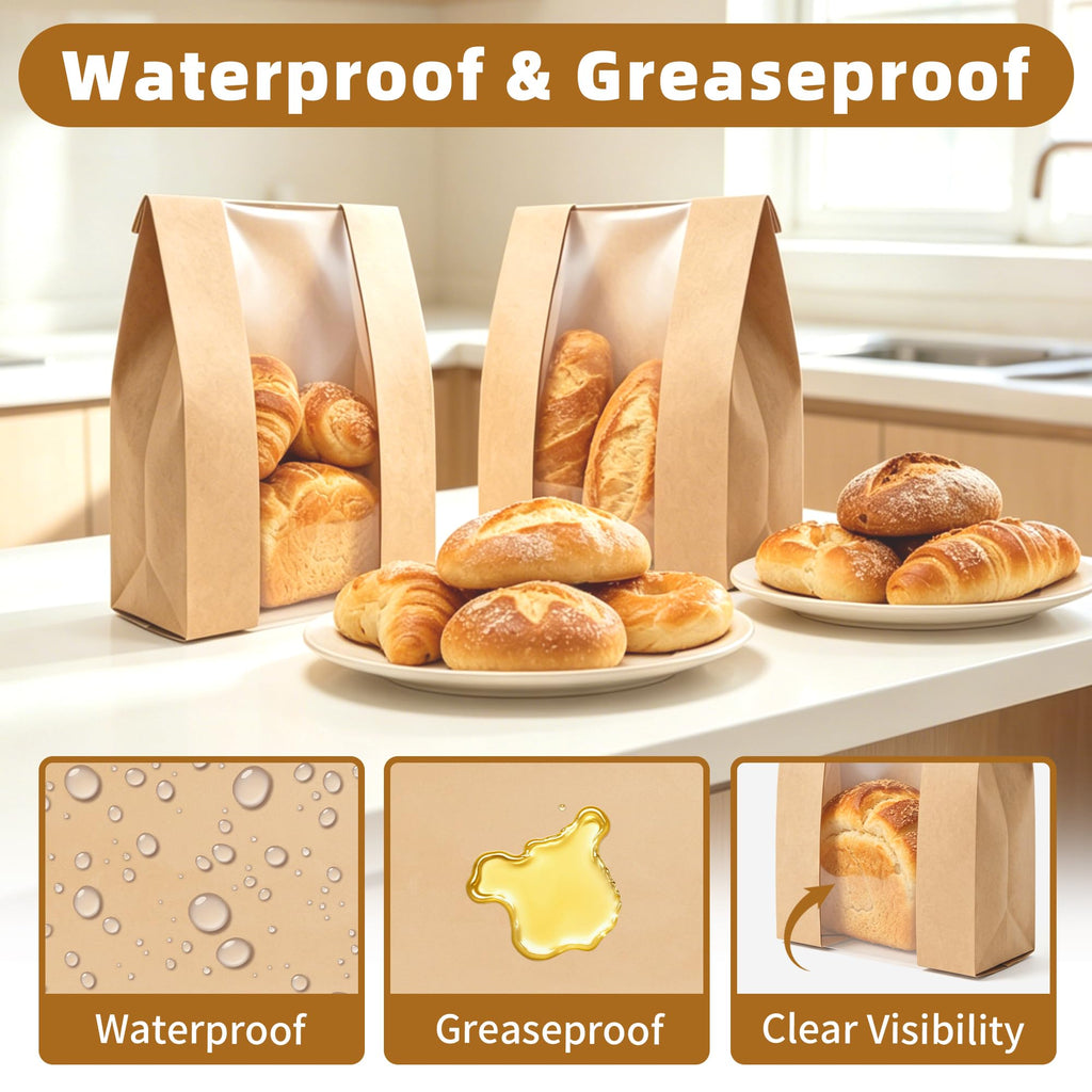 Homrelaxy 31 Pcs Paper Bread Bags for Homemade Bread Sourdough with Window
