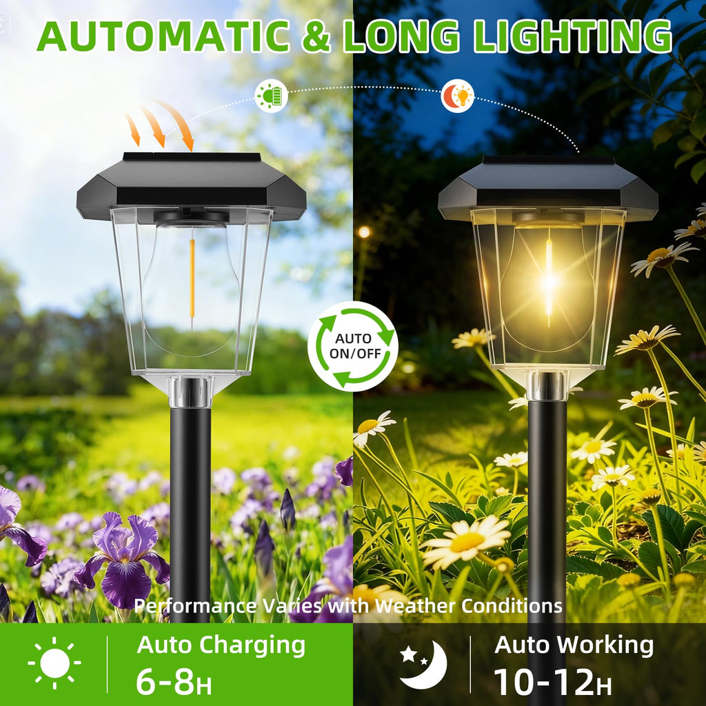 16Pack Solar Pathway Lights Outdoor, Warm White LED Waterproof Solar Lights