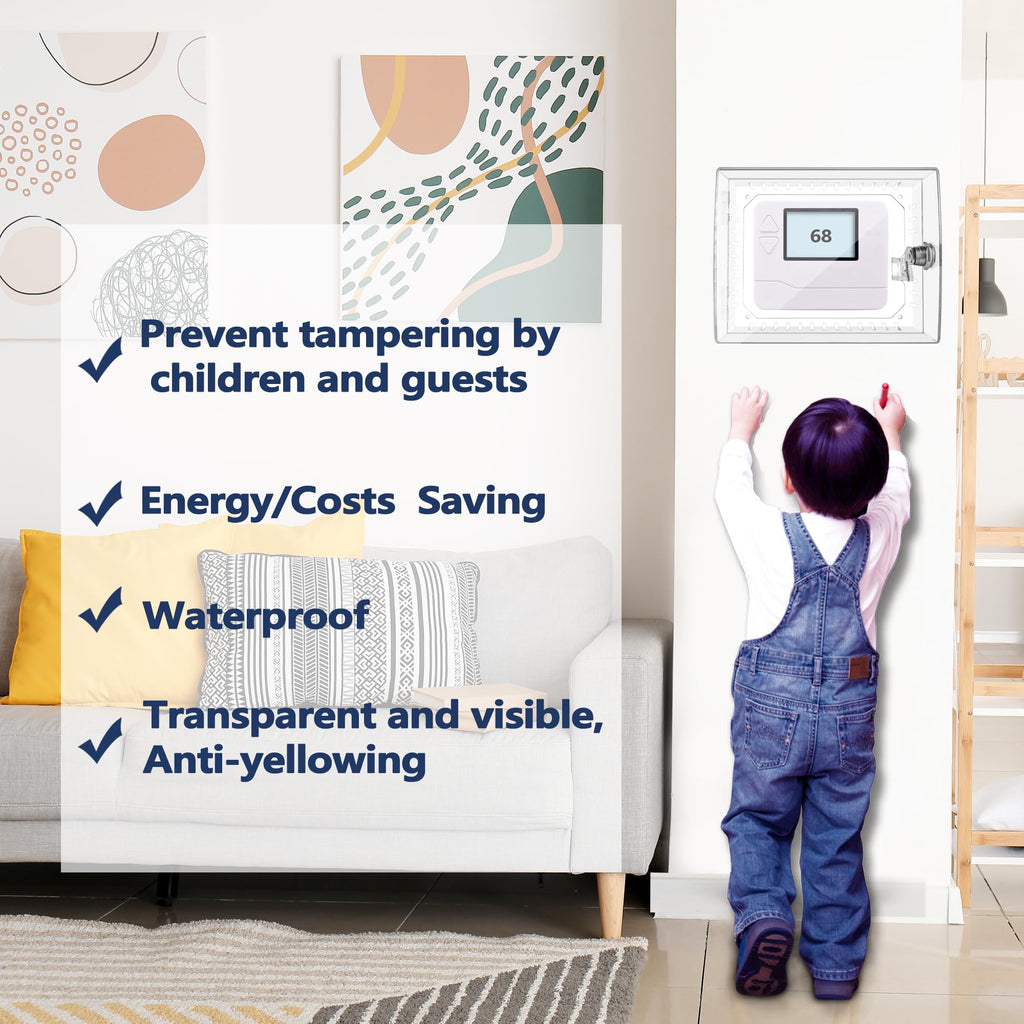6 PCS Large Thermostat Lock Box Cover with Key, Clear Thermostat Cover with Lock Compatible with Home Thermostat On Wall, AC Lock Box Cover with Key Fits Thermostats 5" H x 6" W or Smaller
