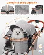 HOVONO Dog Stroller with Detachable Carriers, 3-in-1 Pet Stroller for Two Small to Medium Pets, Lightweight Aluminum Alloy Frame with 4-Wheel Suspension, Foldable Dog & Cat Stroller up to 60 lbs