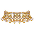 Aheli Indian Faux Kundan Studded Choker Necklace with Maang Tikka Earrings Ethnic Wedding Festive Fashion Bharatanatyam jewellery set Gift for Women