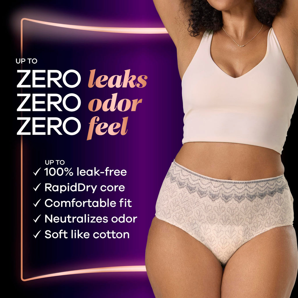 Always Discreet Boutique Incontinence and Postpartum Underwear for Women, Maximum Protection, Extra Large, Rosy, 48 Count (3 Packs of 16)