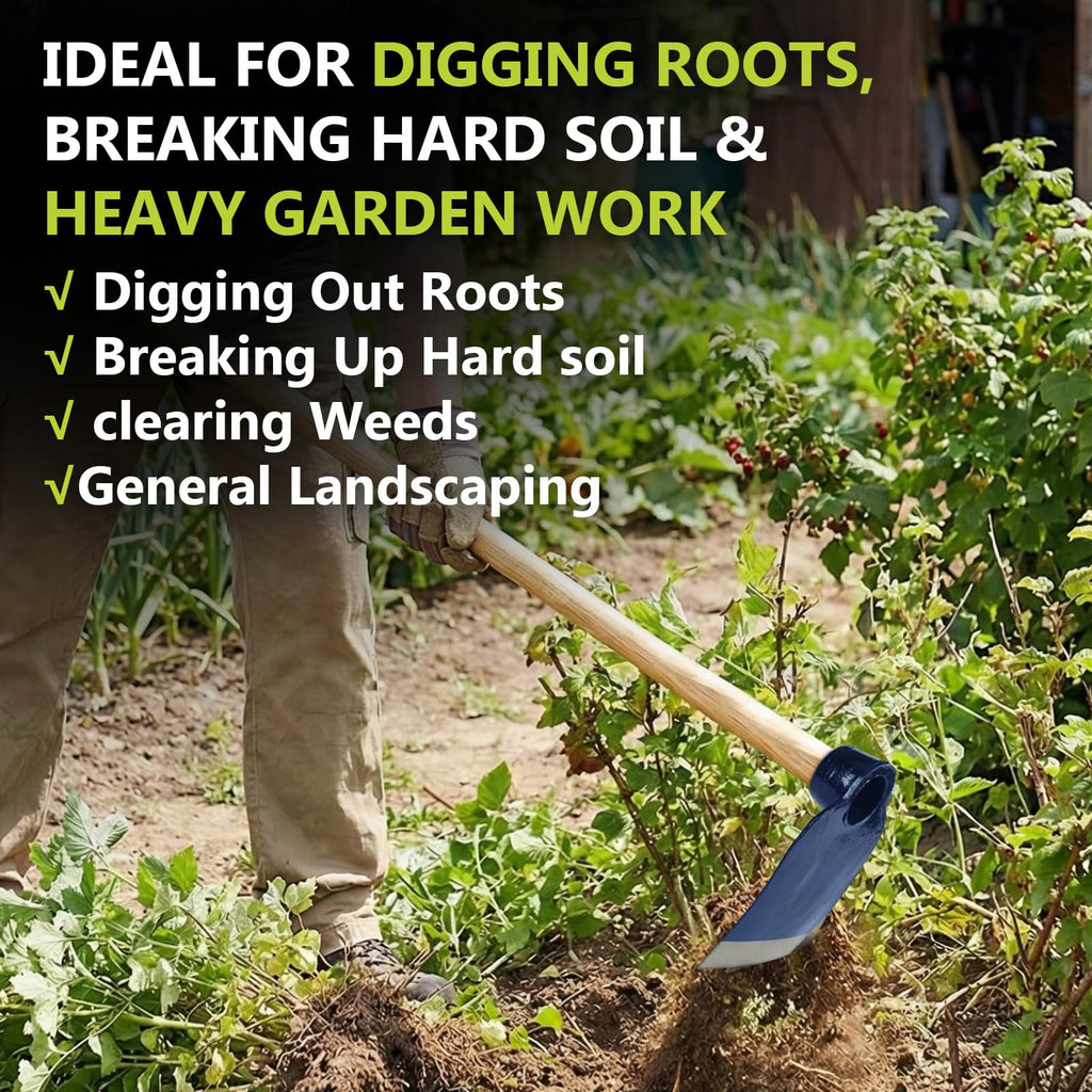 Lanties Hoe Head 1.6 lb, 4-1/2" Blade Width, 1-3/4" Diameter Hole, Grub Hoe Head Garden Steel Tool for Tough Soil, Garden Hacking, Landscaping, Farming or Yard Work, No Handle Included(Blue,1 Pcs)