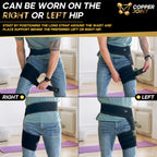 CopperJoint Hip Brace for Women & Men, Adjustable Hip and Thigh Compression Wrap, Left or Right Wear, Groin, Hamstring and Upper Thigh Support, One Size