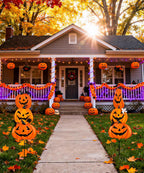 Beterzack 2 Pack Halloween Garden Stakes - Stacked Metal Pumpkins Jack-o-Lantern Lawn Decor, Scary Metal Yard Signs Stake Outdoor Decorative Pumpkin Home Lawn Pathway Decor