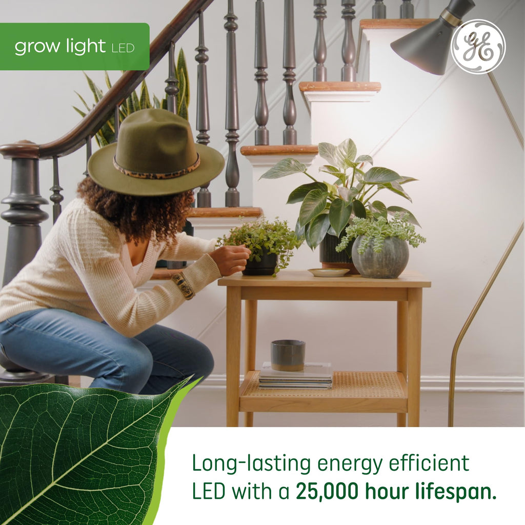 GE Grow LED Plant Light Bulb, Balanced Spectrum, A19, 2 Pack