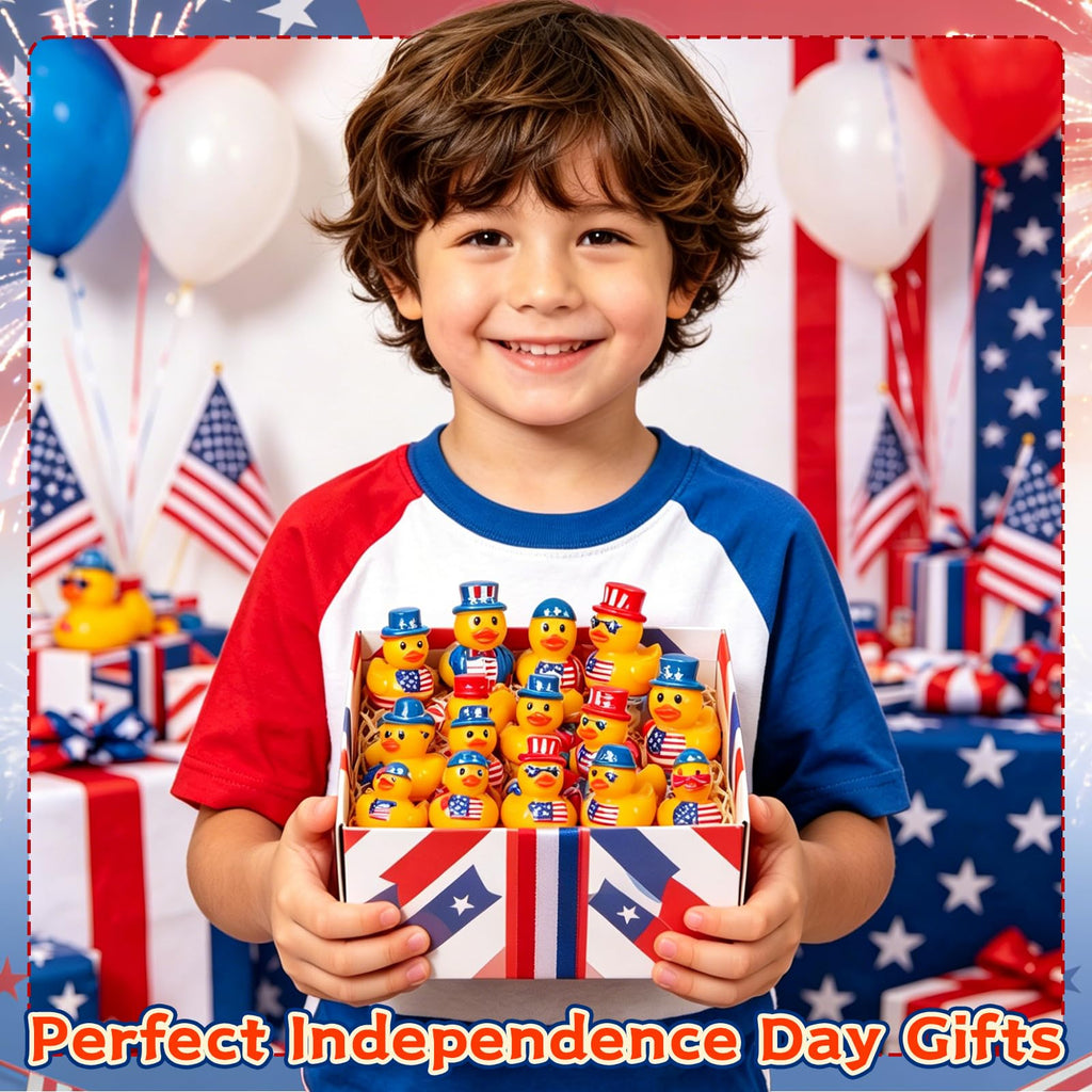 120 Pcs Patriotic Mini Resin Ducks 6 Style Bulk Tiny Duck Figurines 250th Anniversary Independence Day Decorations 4th of July Patriotic Ducks for Party Favors DIY Crafts and Desk Decor
