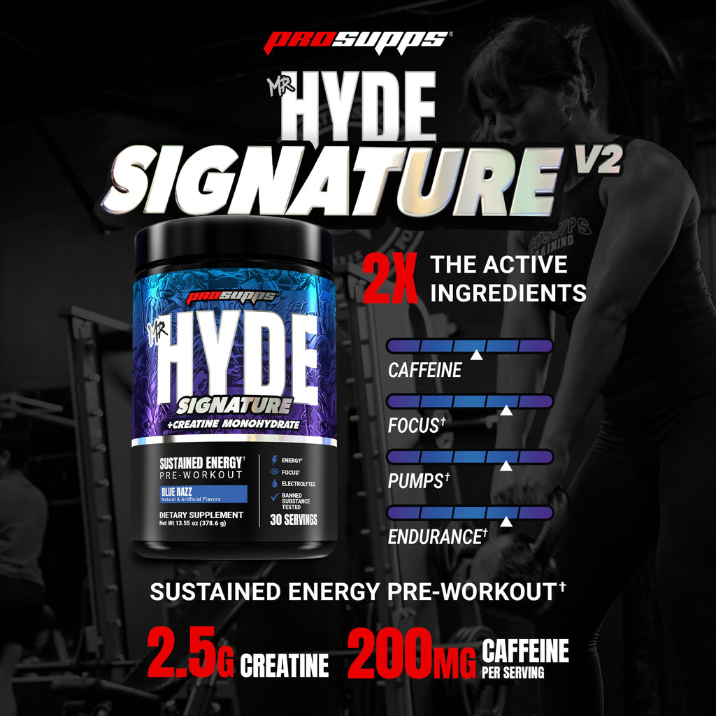 ProSupps Mr. Hyde Signature V2, Pre Workout Powder with Creatine, Beta Alanine & Caffeine - Performance, Energy & Endurance - Clean Fitness & Gym Supplements for Men & Women (Blue Razz, 30 Servings)