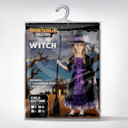 Spooktacular Creations Halloween Fairytale Witch Dress for Girls, Girls Cute Witch Costume Deluxe Set with Broom for Halloween Role Play Parties, Purple