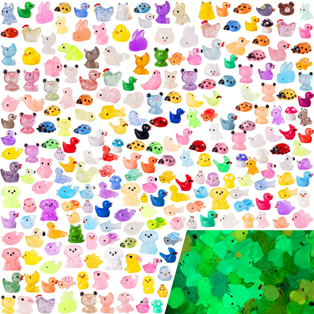 Teenzee 250 pcs Mini Resin Animals Many Styles Variety Tiny Animals Figures Miniature Little Small Animal Figurines Bulk for Micro Fairy Garden Landscape Accessories Hide Crafts Decor Aquarium
